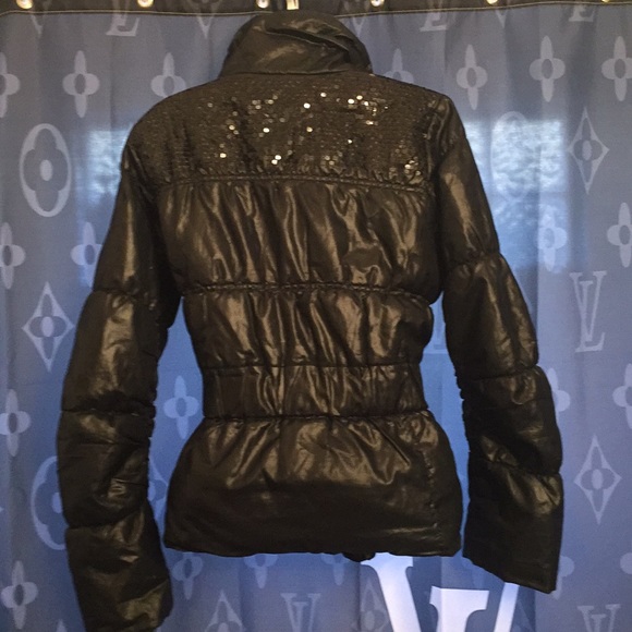 Sean John black puffer jacket size small with belt - Picture 5 of 8